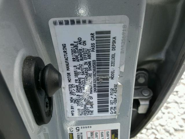 1NXBR32E58Z968569 - 2008 TOYOTA COROLLA CE SILVER photo 10