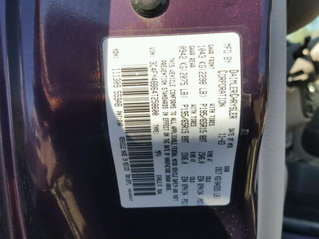 3C4FY48B64T258600 - 2004 CHRYSLER PT CRUISER PURPLE photo 10