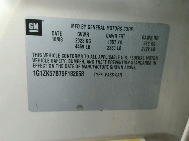 1G1ZK57B79F182658 - 2009 CHEVROLET MALIBU LTZ 棕色 照片 10