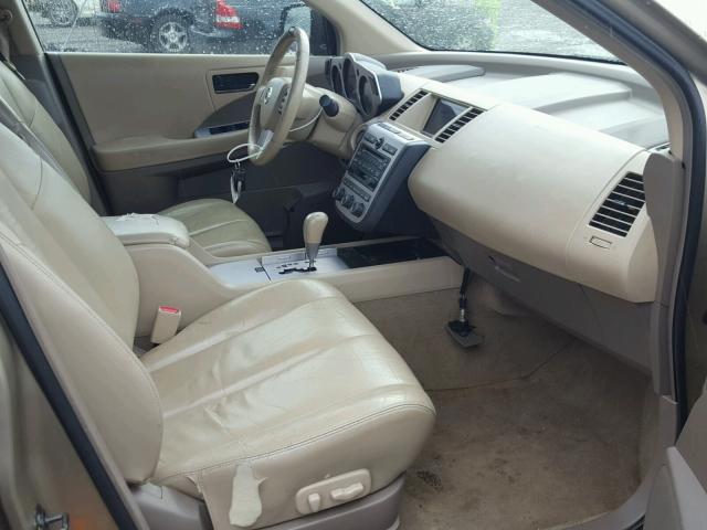 JN8AZ08T75W302807 - 2005 NISSAN MURANO SL GOLD photo 5