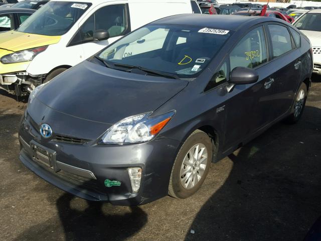 JTDKN3DP3E3050335 - 2014 TOYOTA PRIUS PLUG GRAY photo 2