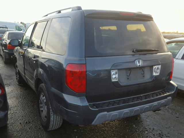 2HKYF18664H507462 - 2004 HONDA PILOT EXL BLUE photo 3