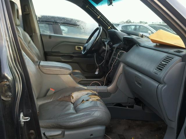 2HKYF18664H507462 - 2004 HONDA PILOT EXL BLUE photo 5