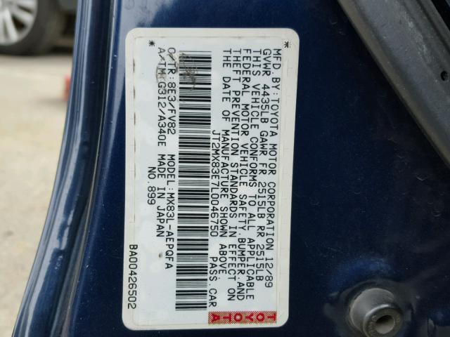 JT2MX83E7L0046750 - 1990 TOYOTA CRESSIDA L BLUE photo 10