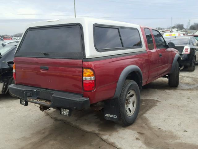 5TEWM72N93Z286970 - 2003 TOYOTA TACOMA XTR RED photo 4