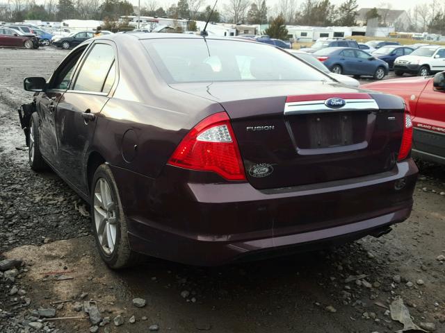 3FAHP0JA8BR236913 - 2011 FORD FUSION SEL BURGUNDY photo 3