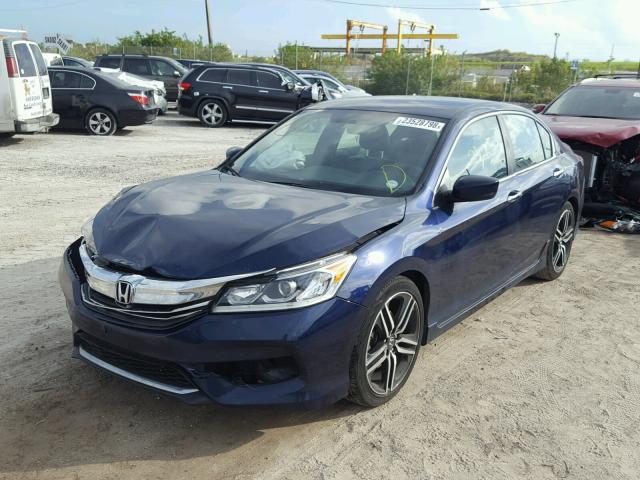 1HGCR2F59GA029617 - 2016 HONDA ACCORD SPO BLUE photo 2