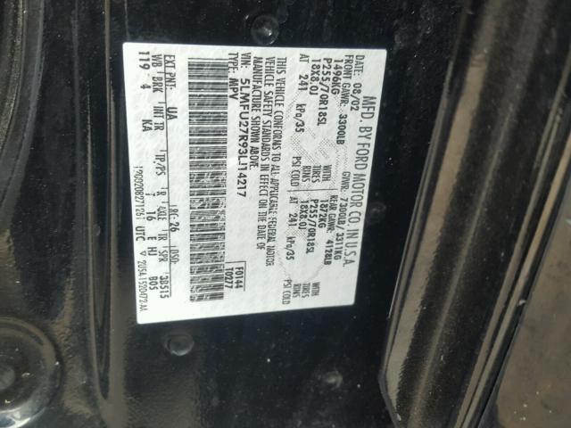 5LMFU27R93LJ14217 - 2003 LINCOLN NAVIGATOR შავი ფოტო 10