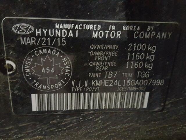 KMHE24L18GA007998 - 2016 HYUNDAI SONATA HYB BLACK photo 10