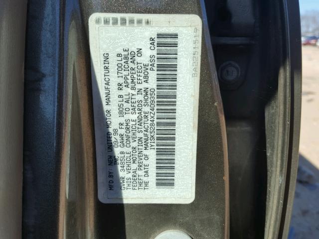 1Y1SK5284XZ409350 - 1999 CHEVROLET GEO PRIZM 棕色 照片 10