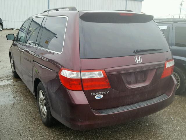 5FNRL38637B447734 - 2007 HONDA ODYSSEY EX BURGUNDY photo 3