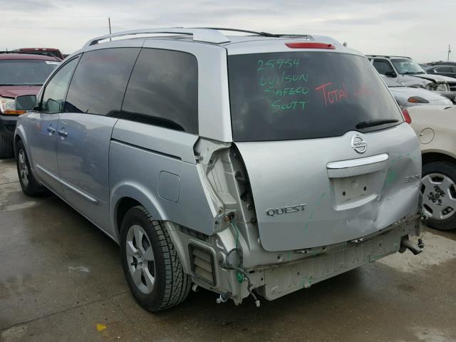 5N1BV28U37N108859 - 2007 NISSAN QUEST S SILVER photo 3