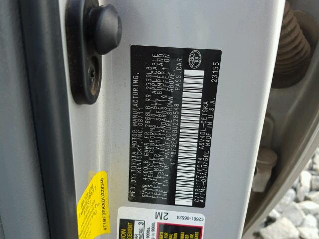 4T1BF3EKXBU228548 - 2011 TOYOTA CAMRY/SE/L SILVER photo 10