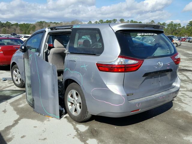 5TDZK3DCXFS545376 - 2015 TOYOTA SIENNA BAS SILVER photo 3