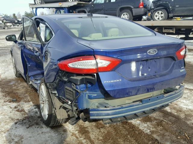 3FA6P0T92GR301711 - 2016 FORD FUSION SE BLUE photo 3