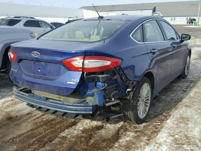 3FA6P0T92GR301711 - 2016 FORD FUSION SE BLUE photo 4