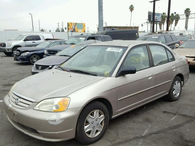 1HGES15542L076527 - 2002 HONDA CIVIC LX TAN photo 2