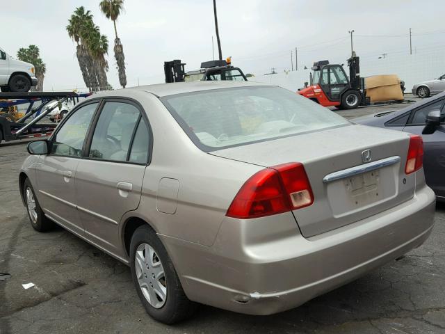 1HGES15542L076527 - 2002 HONDA CIVIC LX TAN photo 3