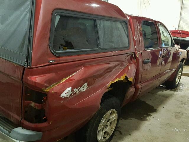 1D7HW48K76S624590 - 2006 DODGE DAKOTA QUA RED photo 9