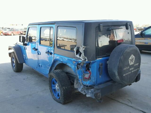 1J4BZ3H1XAL180384 - 2010 JEEP WRANGLER U BLUE photo 3