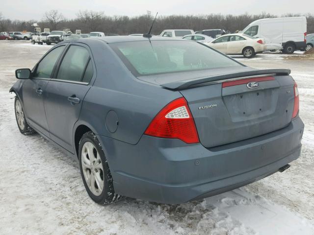 3FAHP0HA5CR396884 - 2012 FORD FUSION SE BLUE photo 3