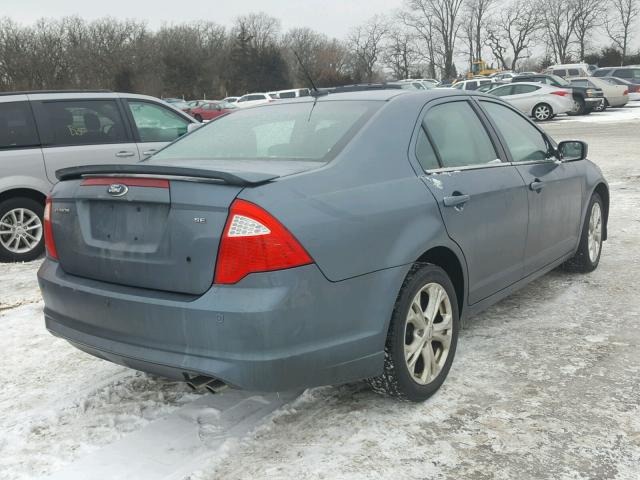 3FAHP0HA5CR396884 - 2012 FORD FUSION SE BLUE photo 4