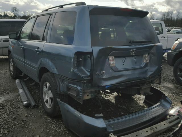 5FNYF28647B044360 - 2007 HONDA PILOT EXL BLUE photo 3