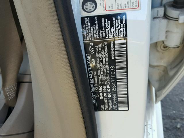 WDDHH8HB5BA318098 - 2011 MERCEDES-BENZ E 350 4MAT WHITE photo 10