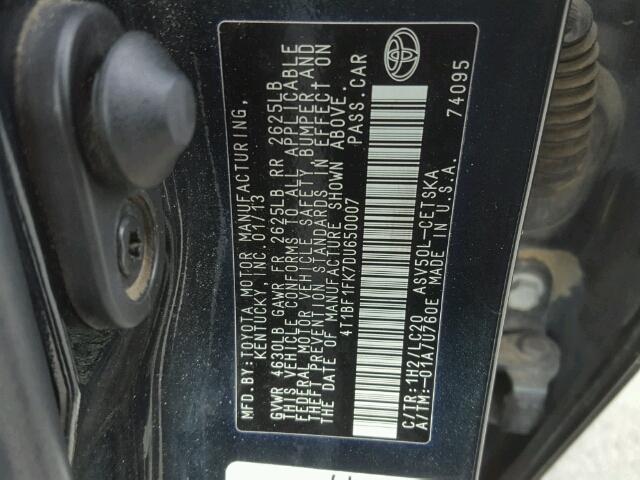 4T1BF1FK7DU650007 - 2013 TOYOTA CAMRY L GRAY photo 10