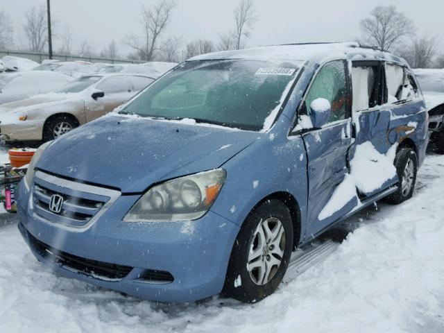 5FNRL38737B071920 - 2007 HONDA ODYSSEY EX BLUE photo 2