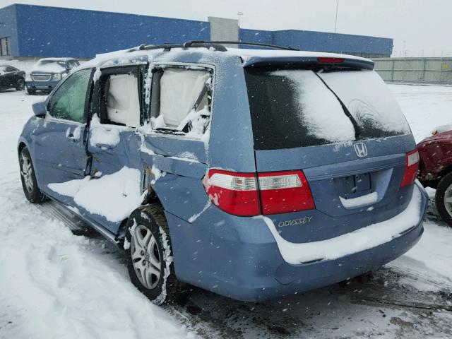 5FNRL38737B071920 - 2007 HONDA ODYSSEY EX BLUE photo 3