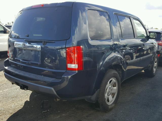 5FNYF3H26BB021884 - 2011 HONDA PILOT LX BLUE photo 4