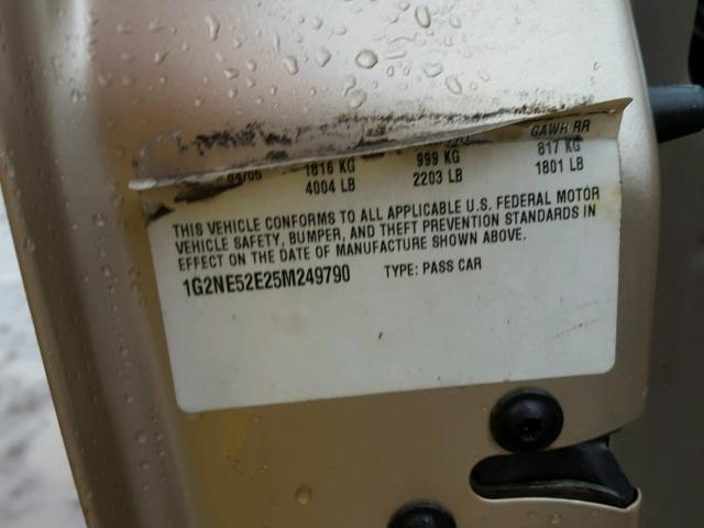 1G2NE52E25M249790 - 2005 PONTIAC GRAND AM S 金色 照片 10