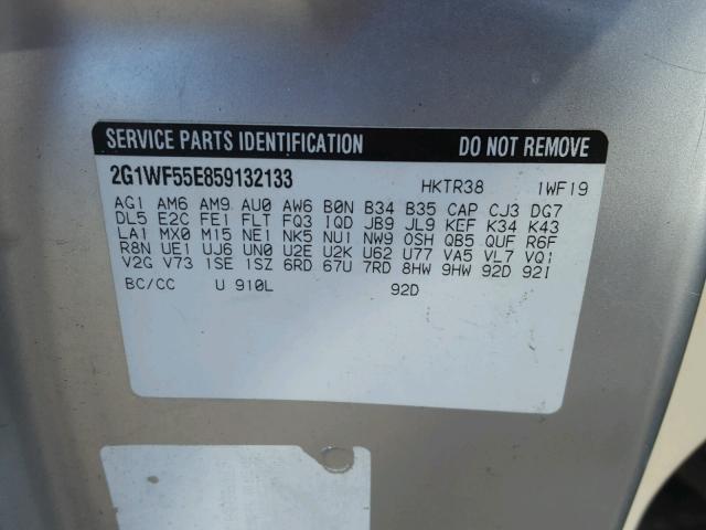 2G1WF55E859132133 - 2005 CHEVROLET IMPALA 灰色 照片 10