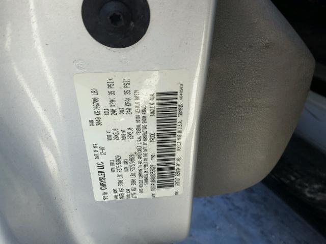 1D7HA18N88S555628 - 2008 DODGE RAM 1500 S SILVER photo 10