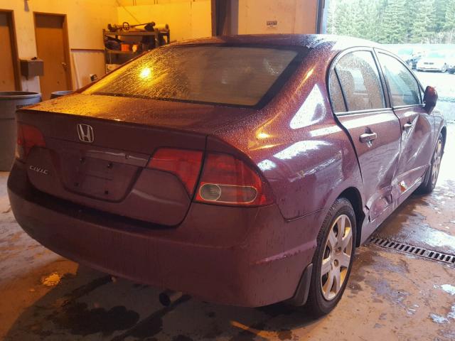 1HGFA16558L000412 - 2008 HONDA CIVIC LX RED photo 4