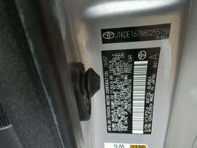 JTKDE167880255156 - 2008 TOYOTA SCION TC 银色 照片 10