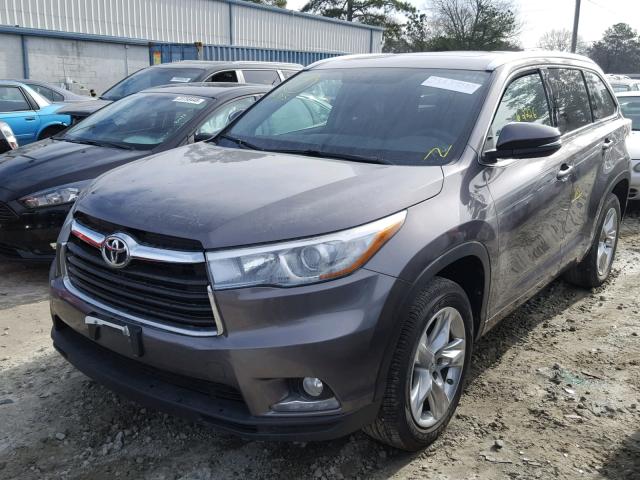 5TDYKRFH6ES017050 - 2014 TOYOTA HIGHLANDER CHARCOAL photo 2