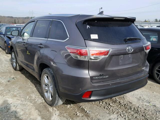 5TDYKRFH6ES017050 - 2014 TOYOTA HIGHLANDER CHARCOAL photo 3