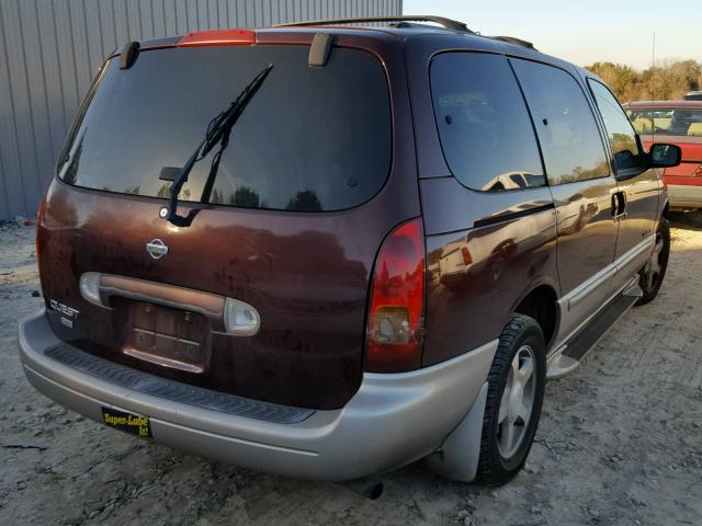 4N2XN11T4YD847362 - 2000 NISSAN QUEST SE BURGUNDY photo 4