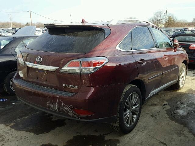 JTJBC1BAXD2437961 - 2013 LEXUS RX 450 MAROON photo 4