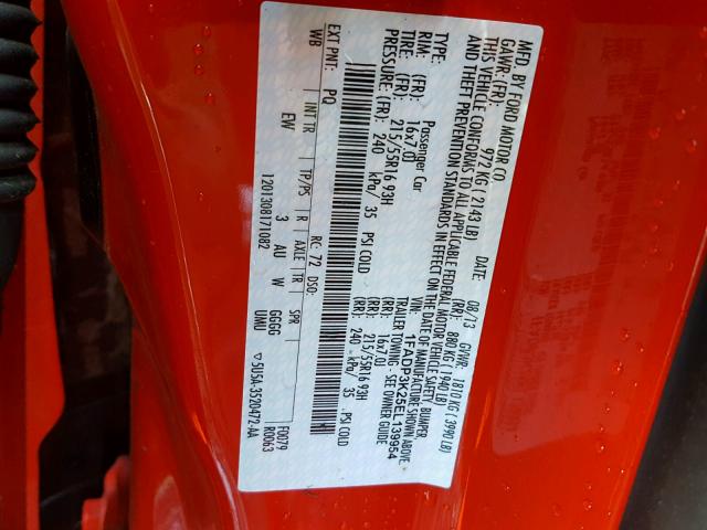 1FADP3K25EL139954 - 2014 FORD FOCUS SE RED photo 10