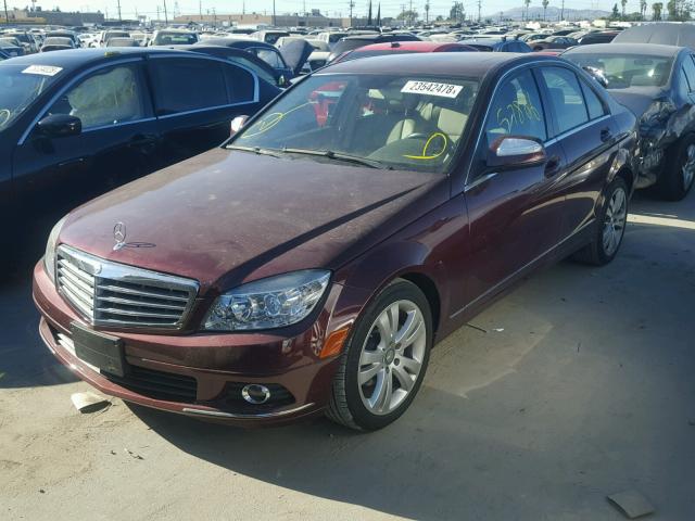 WDDGF54X39F275881 - 2009 MERCEDES-BENZ C 300 BURGUNDY photo 2