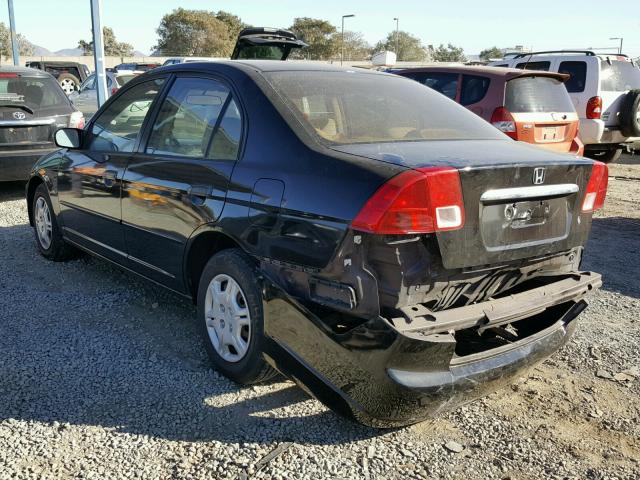 2HGES16591H598239 - 2001 HONDA CIVIC LX BLACK photo 3