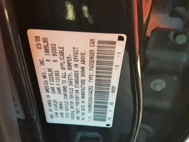 1HGCM56326A104252 - 2006 HONDA ACCORD SE GRAY photo 10