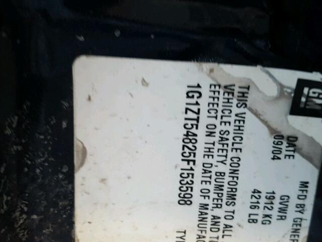 1G1ZT54825F153598 - 2005 CHEVROLET MALIBU LS BLUE photo 10