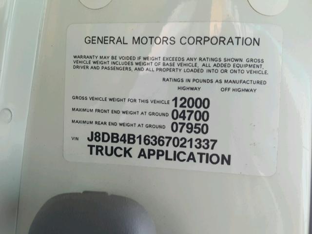 J8DB4B16367021337 - 2006 GMC W3500 W350 WHITE photo 10