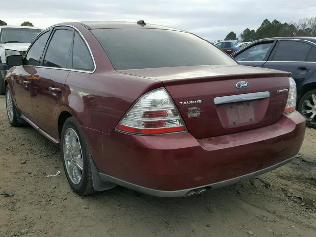 1FAHP25W68G122491 - 2008 FORD TAURUS LIM MAROON photo 3