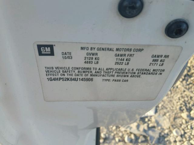 1G4HP52K84U145906 - 2004 BUICK LESABRE CU WHITE photo 10