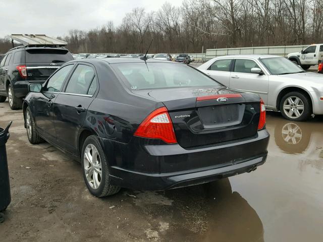 3FAHP0HA1CR381458 - 2012 FORD FUSION SE BLACK photo 3